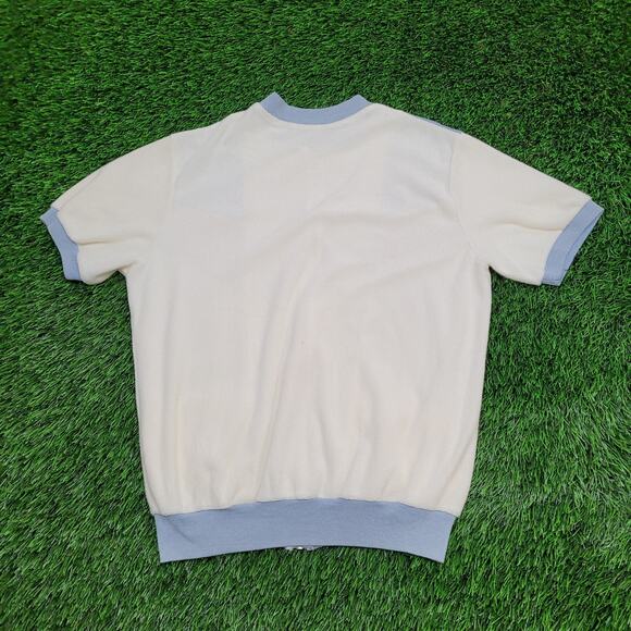 Vintage 80s MOD Terry Zip Sweatshirt Women Medium 19x23 Crop - Picture 2 of 9